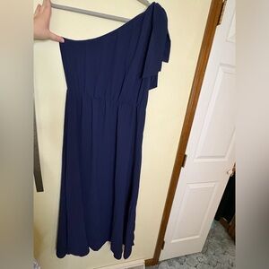 Elegant Navy Blue One-Shoulder Dress